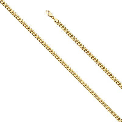 4.5mm 14K Yellow Gold Solid Hollow Miami Cuban Chain Necklace 20-26in