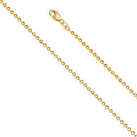 2.5mm Solid 14K Yellow Gold Moon-Cut Bead Ball Chain Necklace 16-24in