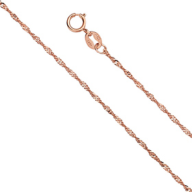 1mm Solid 14K Rose Gold Singapore Chain Necklace