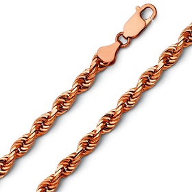 5mm 14K Rose Gold Solid Diamond-Cut Rope Chain Necklace 20-30in