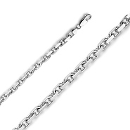 4mm 14K White Gold Solid Fancy Rectangle Link Cable Chain Necklace 20-30in