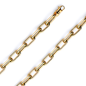 7mm 14K Yellow Hollow Gold Solid Paper Clip Link Chain Necklace 16-30in