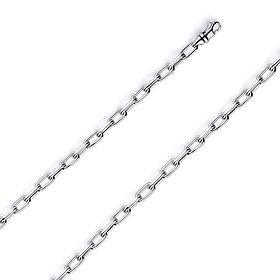 4mm 14K White Gold Solid Hollow Paper Clip Link Chain Necklace 16-30in