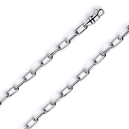 6mm 14K White Gold Solid Hollow Paper Clip Link Chain Necklace 16-30in
