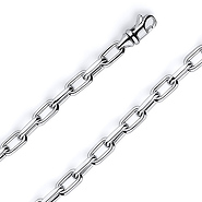 7mm 14K White Gold Solid Hollow Paper Clip Link Chain Necklace 16-30in