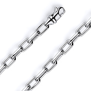 8mm 14K White Gold Solid Hollow Paper Clip Link Chain Necklace 16-30in