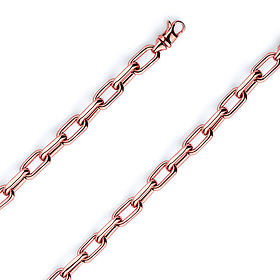 6mm 14K Rose Gold Solid Hollow Paper Clip Link Chain Necklace 16-30in