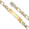 9.5mm MONACO CHAIN 14K Yellow Gold Men's  CZ Figaro Bracelet with Frame ID 8.5in