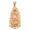 CZ Beaded Our Lady of Guadalupe Pendant in 14K Yellow Gold