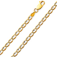 4.2mm 14K Two-Tone Gold Solid Concave Diamond-Cut Mariner Chain Necklace - Light 18-24in