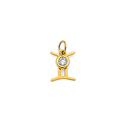 Astrology Sign CZ Zodiac Pendant in 14K Yellow Gold - Gemini