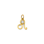 Astrology Sign CZ Zodiac Pendant in 14K Yellow Gold - Leo