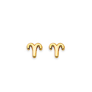 Astrology Sign Zodiac Stud Earrings in 14K Yellow Gold - Aries