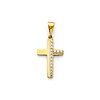 Modern CZ Squared Cross Pendant in 14K Yellow Gold Solid