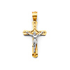 Diamonte Byzantine Crucifix Pendant in 14K Two-Tone Gold Solid - Petite
