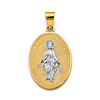 Oval Textured Our Lady of Grace Miraculous Medal Pendant in 14K Two-Tone Gold Solid