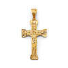 Diamond-Cut Cross Grid Crucifix in 14K Yellow Gold Solid - Medium