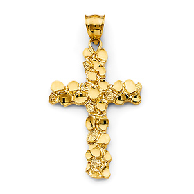 Medium Nugget Latin Cross in 14K Yellow Gold Solid