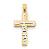 Faith on Cross Pendant in 14K Two-Tone Gold Solid