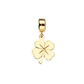 Mini Four-Leaf Clover Charm Pendant in 14K Yellow Gold