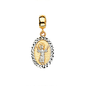 Mini Faceted Divino Niño Jesús Pedant in 14K Two-Tone Gold