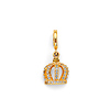 Mini CZ Open Crown Charm Pendant in 14K Yellow Gold
