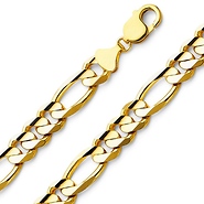 Men's 11mm 14K Yellow Gold Solid Figaro Link Chain Necklace 24-30in