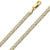 5mm 14K Two-Tone Gold Solid Men's White Pave Curb Cuban Link Chain Necklace 18-26in