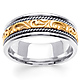 14K Two Tone Gold Ivy Carved Wedding Band thumb 0