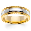 7mm Carved Edge 14K Two-Tone Gold Milgrain Wedding Ring
