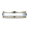 6mm Satin WG Center Duo Milgrain Rimmed 14K Two-Tone Gold Wedding Band thumb 2