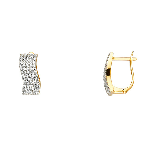 14k Yellow Gold 6mm Fancy CZ Huggies Earrings (10 x 10 mm) Slide 0