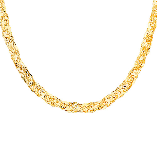 5mm Diamond-Cut Interlocking Oval Link Necklace in 14K Yellow Gold - 17in Slide 0