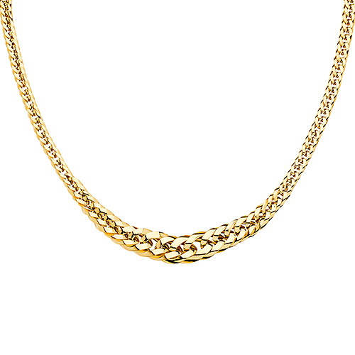 14K Yellow Gold 18mm Fancy Graduated Hollow Necklace - 18' Slide 0