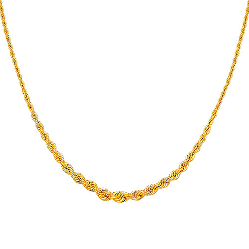14K Yellow Gold 6mm Graduated Hollow Rope Chain Necklace - 18' Slide 0