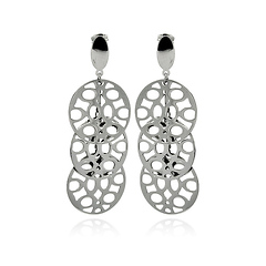 3 Hanging Outline Disc Stainless Steel Earring