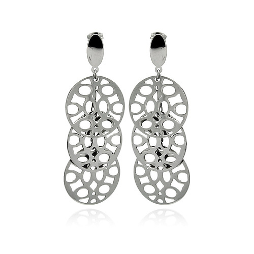 3 Hanging Outline Disc Stainless Steel Earring Slide 0