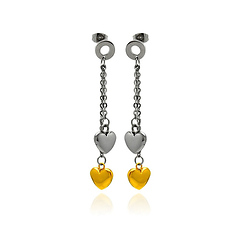 Two Toned Hanging Heart Stainless Steel Earring