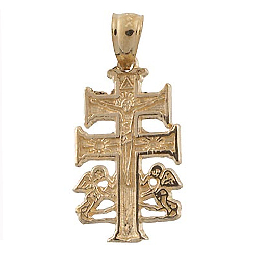 14K Yellow Gold Caravaca Cross Pendant - Small Slide 0