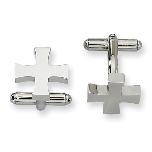 Stainless Steel Polished Cross Cuff Links Slide 0