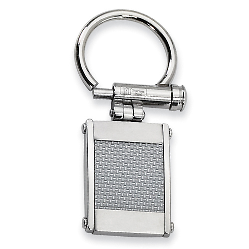 Stainless Steel Grey Carbon Fiber Key Ring Slide 0
