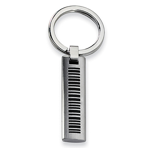 Stainless Steel Black Accent Brushed Key Ring Slide 0