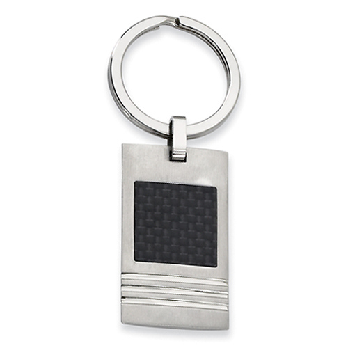 Stainless Steel Black Carbon Fiber Key Ring Slide 0