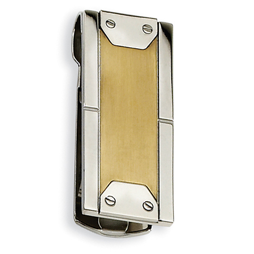 Stainless Steel 24K Gold Plated Brushed Money Clip Slide 0