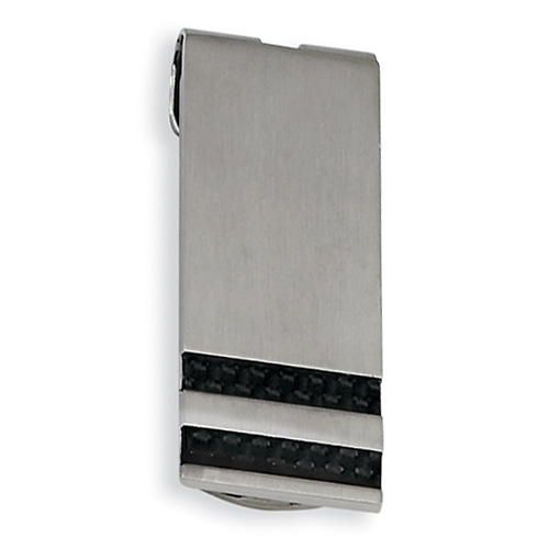 Stainless Steel Black Carbon Fiber Brushed Money Clip Slide 0