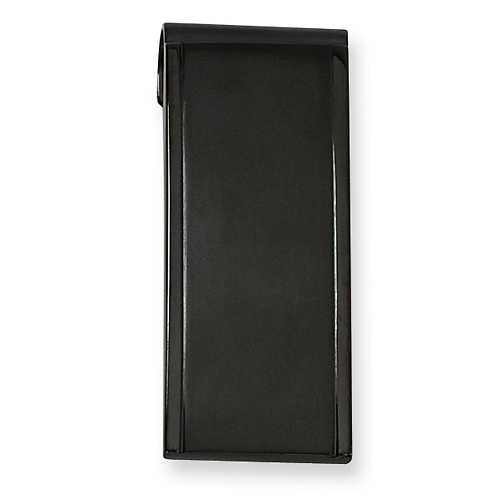 Stainless Steel Brushed & Polished Black Plated Money Clip Slide 0