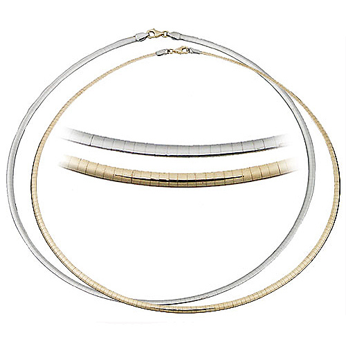 3mm Reversible Omega Necklace in 14K Two-Tone Gold - Women Slide 0