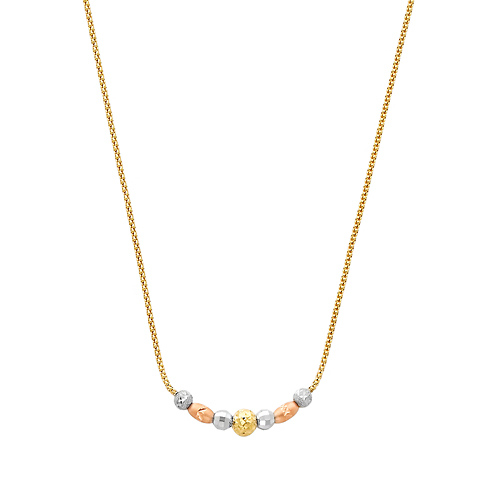 14K Tricolor Gold Shimmering Charms Popcorn Chain Necklace Slide 0