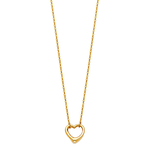 Classic Open Heart Floating Charm Necklace in 14K Yellow Gold Slide 1