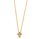 Floating Micropave Mini Cross Necklace in 14K Yellow Gold thumb 1